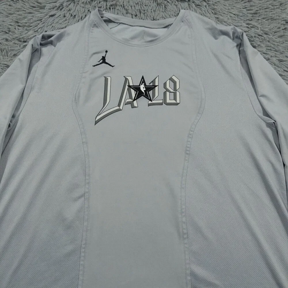 Jordan Shirt XXL Gray Black NBA 2018 All Star Game Warm Up Pullover Mens